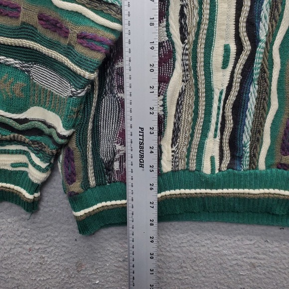 Le Tigre Sweater Mens L Multi Geometric 3D Knit Long Sleeve Crew Neck Pullover - Picture 3 of 12